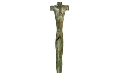 László Taubert (Hungarian, born 1966) Figure en bronze représentant 'Idole, Le Long' reposant sur une...