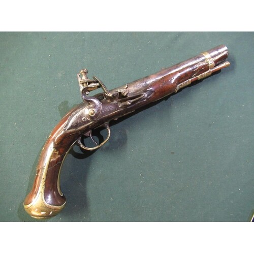Late 18th C flintlock pistol with 7inch barrel with various ...