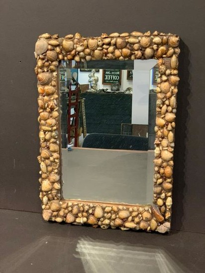 Late 19th c Shell Frame Mirror, New England