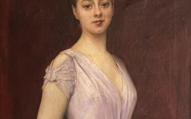 Léon François Comerre (1850-1916) - Portrait d'une jeune élégante à l’éventail