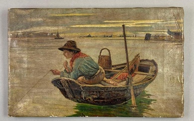 Line Fishing Oil Painting on Canvas