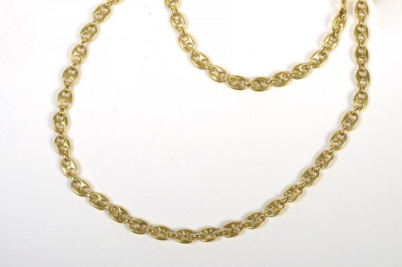 Long 18 karat yellow gold chain. L.:+/-76cm. Total weight:+/-96gr.