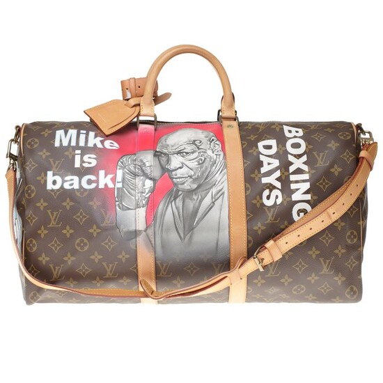 Louis Vuitton - Customized Keepall 50 strap MonogramMike Tyson Vs MickeyI' #64 by PatBo Weekend bag