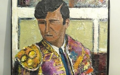 Lucien CROCHEPEYRE (né en 1928). "El Cordobes". Huile sur toile de lin, signée en bas à droite. Haut : 73 cm Larg : 54 cm.