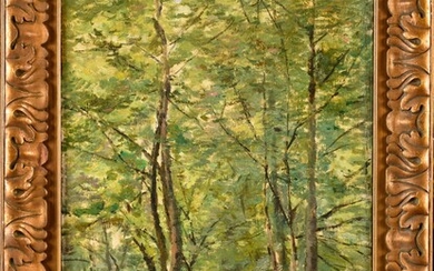 Lucien FRANK (1857-1920) Chemin en forêt Huile sur toile Signé en bas à droit 55...
