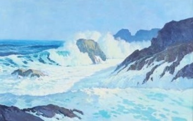 M. West, American (20th Century), Breakers Along the Coast, oil on canvas, 24" x 30", 32" x 38"