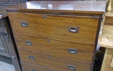 MAHOGANY CHEST OF 4 DRAWERS WITH BRASS FITTINGS, LENGTH...