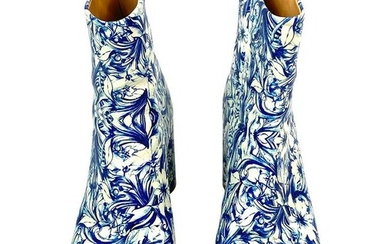 MAISON MARGIELA White and Blue Floral Print Leather
