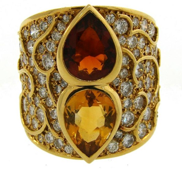 MARINA B Gems Diamond Yellow Gold Band RING Vintage
