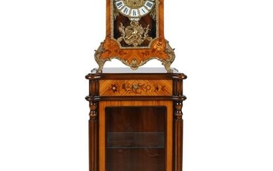 MARQUETRY CLOCK ON CABINET STAND