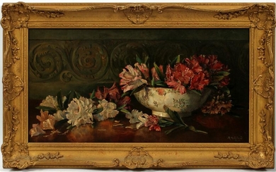 MAY HALSTEAD OIL ON CANVAS, 1896, "RHODODENDRONS"