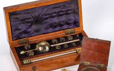 MEASURING DEVICES INCLUDING FRENCH 19C POCKET COMPASSES