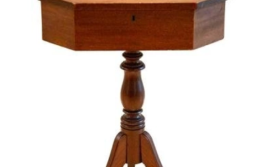 Mahogany Hand Carved Pedestal Sewing / Work Table
