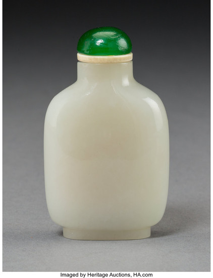 Maker unknown, A Chinese Carved White Jade Snuff Bottle