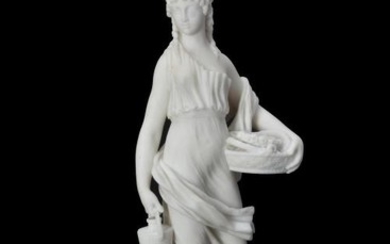 Manner of Claude Michel, called Clodion (1738-1814), a sculpted white marble model of a Vestal Virgin