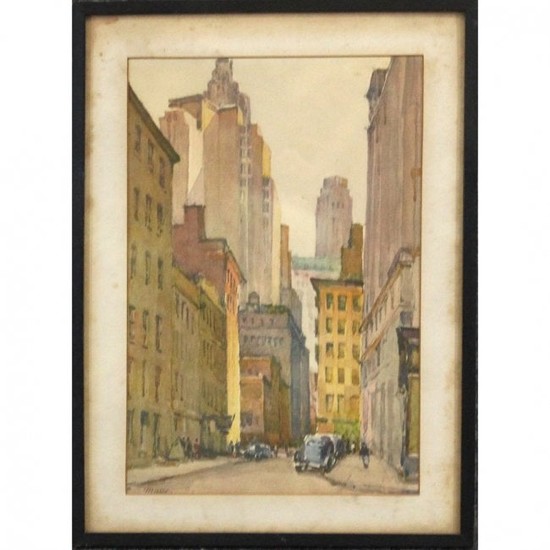 Marc, Vintage Print, New York City Street Scene, Framed
