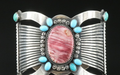Mary Cayatineto Navajo Diné Sterling Spiny Oyster and Turquoise Cuff