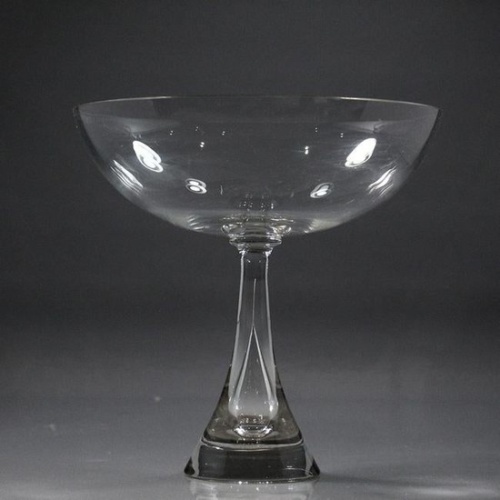 Mid-Century Modern Weighted Bubble Base Glass Compote