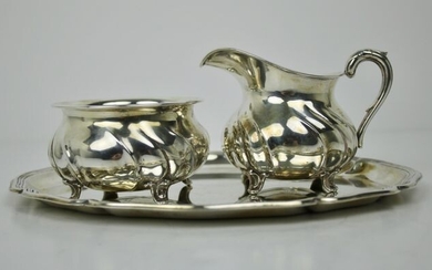 Milk and sugar set on tray - .800 silver - M.H. Wilkens & Sohne- Germany - Mid 20th century