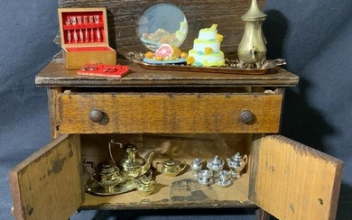 Miniature Cabinet with Tea Set