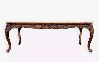 Monumentale Table Style Louis XV Galbées En Noyer / L 326 Cm