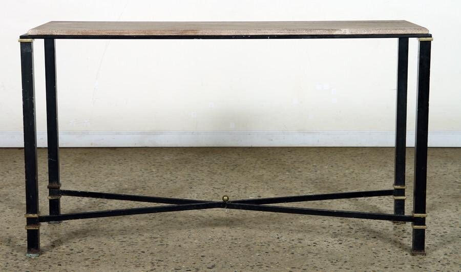 NEOCLASSICAL STYLE IRON BRONZE MARBLE TOP CONSOLE