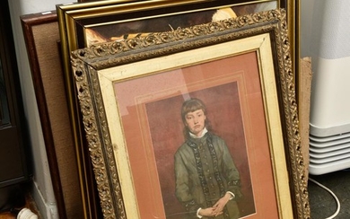 NINE FRAMED WORKS, INCLUDING EMBROIDERIES, PORTRAITS AND PRINTS