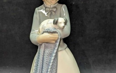 Nao Lladro Girl With Puppy Figurine