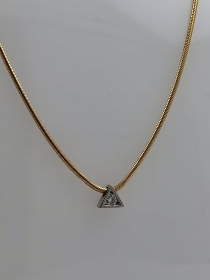 Necklace - White gold, Yellow gold Round Diamond