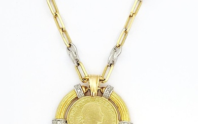 Necklace with pendant - White gold, Yellow gold