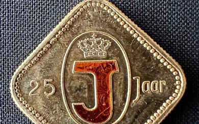 Netherlands. Gold medal 1973 '25 jarig regeringsjubileum Juliana' - Goud met diamant - 39,5 gr Au (.407)