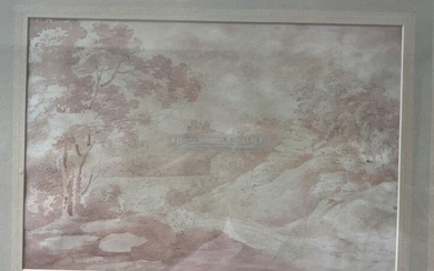 Nicolas Pocock (1740-1821): Watercolour wash landscape, label to reverse....