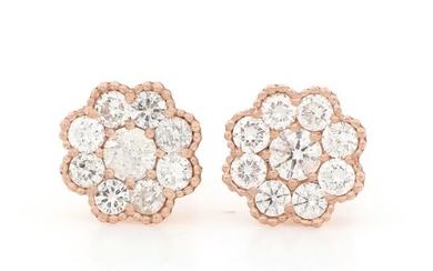 No Reserve Price - 18 kt. Pink gold - Earrings - 1.64 ct Diamonds - Diamonds