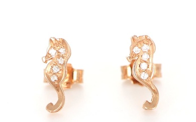 '' No Reserve Price '' New - 18 kt. Pink gold - Earrings - 0.10 ct Diamond