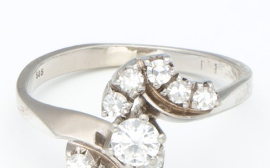 No Reserve Price - Ring - 14 kt. White gold - 0.12 tw. Diamond (Natural) - Diamond