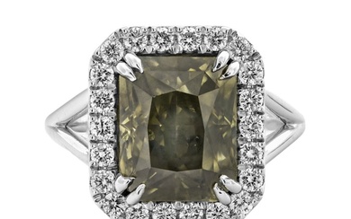 No Reserve Price - Ring - 14 kt. White gold - 6.46 tw. Grey Diamond (Natural coloured) - Diamond