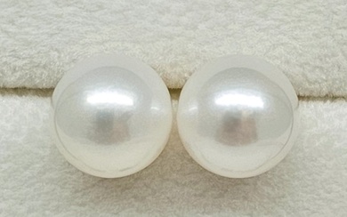 No Reserve Price - South Sea Pearls, Round, 10 -11 mm - Stud earrings - 14 kt. White gold