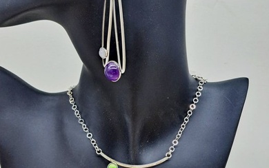 No Reserve Price - T.D - 2 piece jewellery set Silver Amethyst