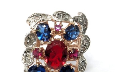 No reserve price - no reserve price - Ring - 9kt gold - Rose gold, Silver Ruby - Sapphire