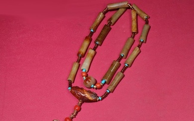 Old Chinese Hetian Jade Beads Necklace
