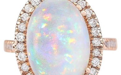 Opal Diamond Ring 14K Rose Gold