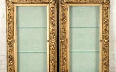 PAIR GOLD GILT GESSO WALL HANGING VITRINES C.1900