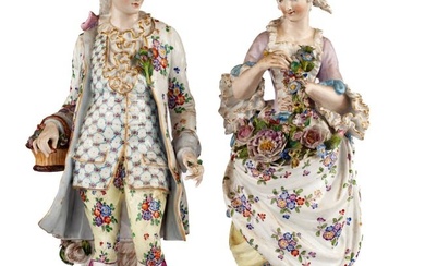 PAIR (Late 19th c) CONTINENTAL PORCELAIN FIGURINES