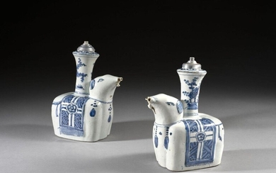 PAIR OF KENDI IN WHITE BLUE PORCELAIN, China, Wanli period...