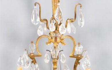 PAIR OF LOUIS XV STYLE ORMOLU AND ROCK CRYSTAL FOUR-LIGHT SCONCES, LATE 19TH/EARLY 20TH CENTURY