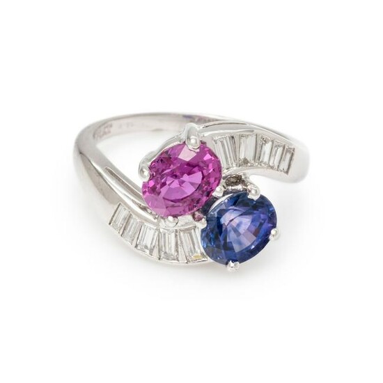 PINK AND PURPLE SAPPHIRE AND DIAMOND RING