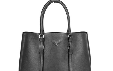 PRADA BLACK SAFFIANO TOP HANDLE BAG Condition grade B-. 35cm long, 28cm high. 16cm top handle d...