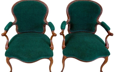 Pair Georgian-Style Mahogany Arm Chairs