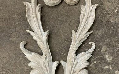 Pair Of Molded Resin Decorative Scrolls, Plaques