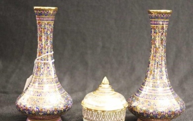 Pair Thailand hand painted table vases
